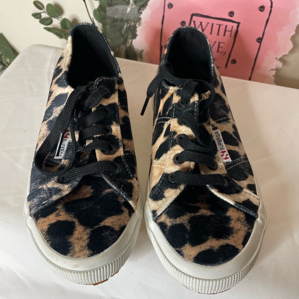 Superga Velvet Leopard Animal Print Sneaker Sz. 38